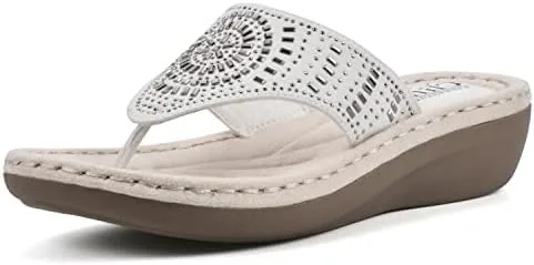 cliffs by white mountain womens cienna wedge sandal whitefabric 11 w